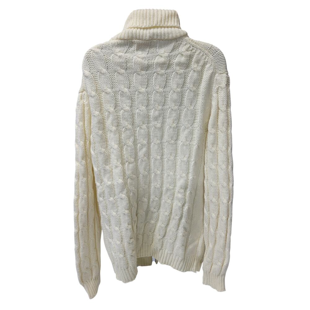 🧥Sears The Men's Store XL Cream Cable Knit Shawl Cardigan Vintage Retro Acrylic - Picture 3 of 3